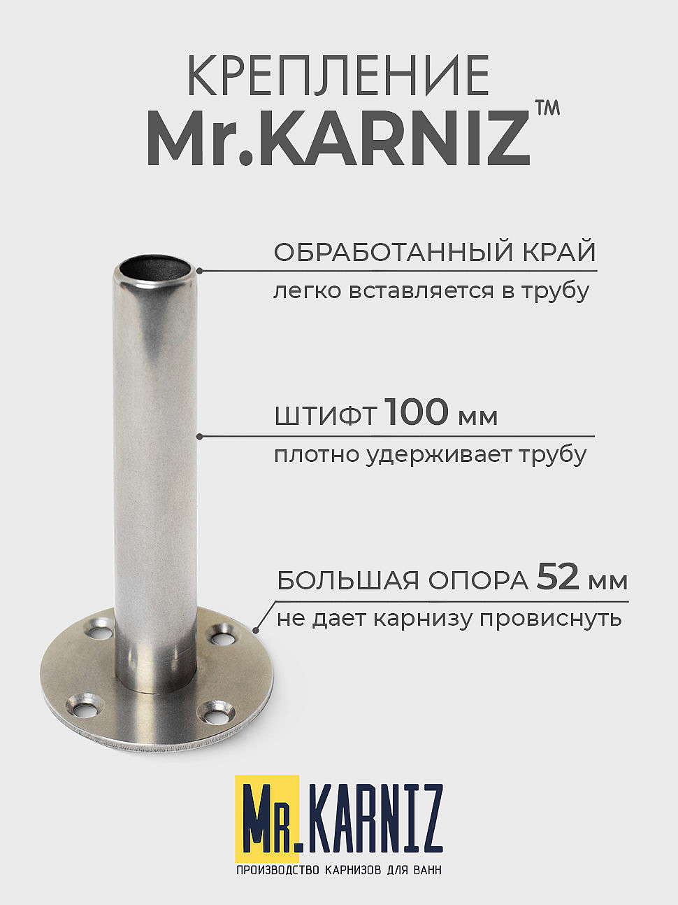 Карниз для ванной Угловой Г образный 170х70 Усиленный 20 мм фото 5