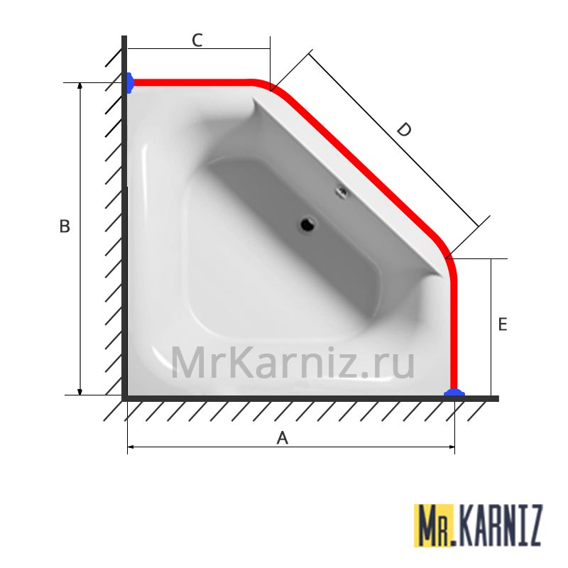 Карниз для душа трапеция