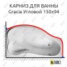 Карниз для ванны 1 MarKa Gracia Угловой 150х94 Усиленный 20 мм MrKARNIZ фото 1
