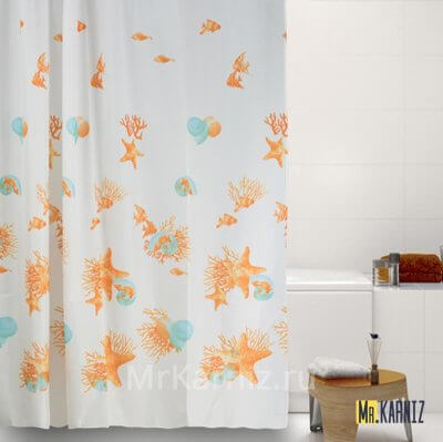 Штора для ванной Sea Music бежевая
