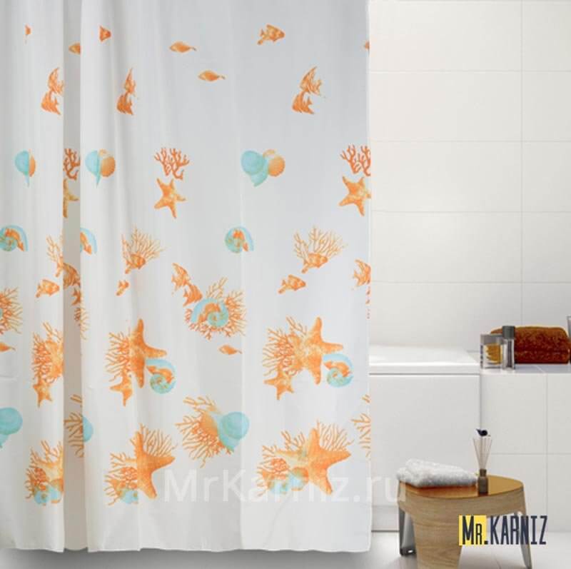 Штора для ванной Sea Music бежевая