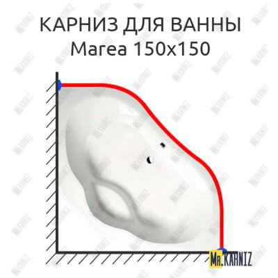 Карниз для ванны Alpen Marea 150х150 Усиленный 25 мм MrKARNIZ