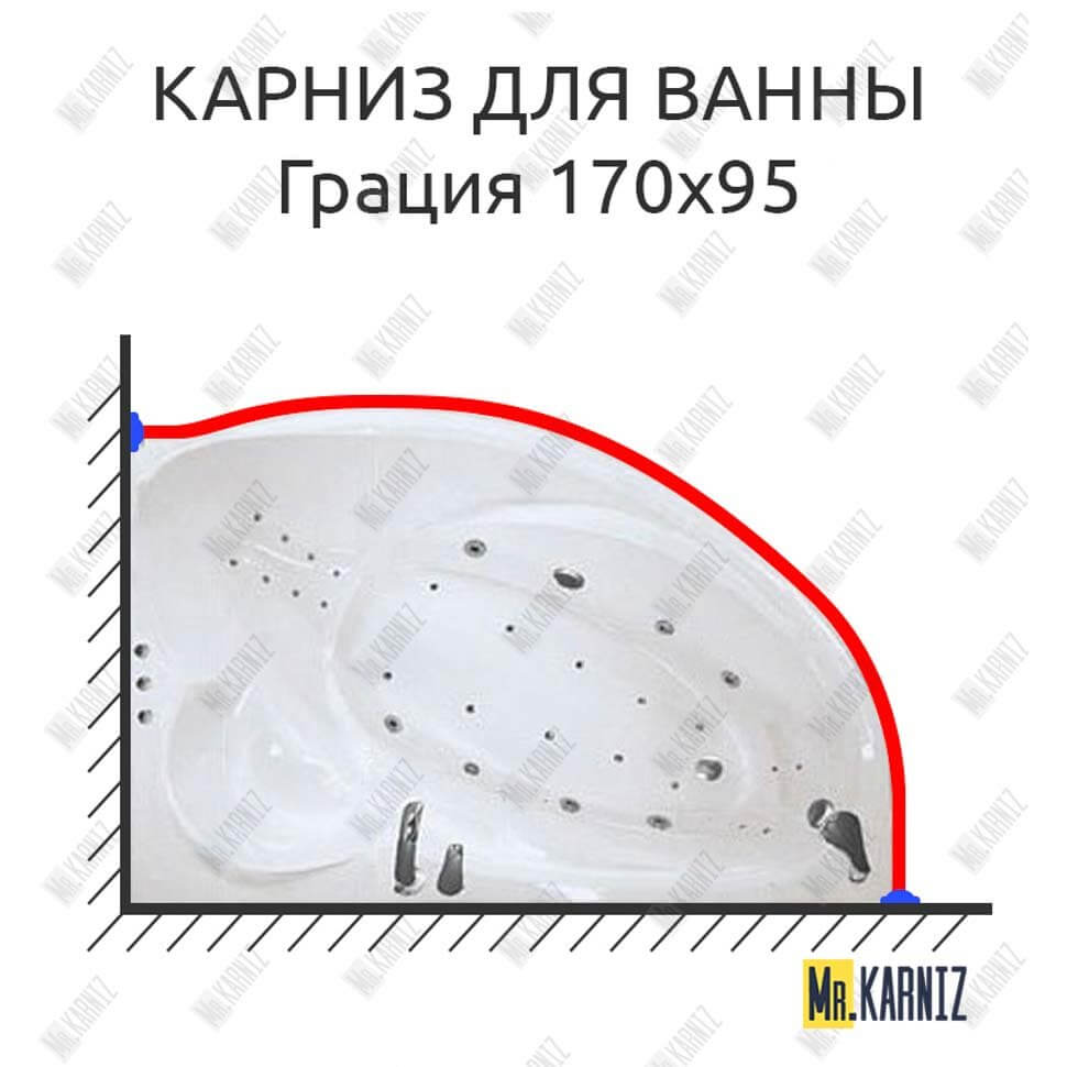 Карниз для ванны Цвет и стиль Грация 170х95 Усиленный 25 мм MrKARNIZ Карниз для ванны Цвет и стиль Грация 170х95 Усиленный 25 мм MrKARNIZ