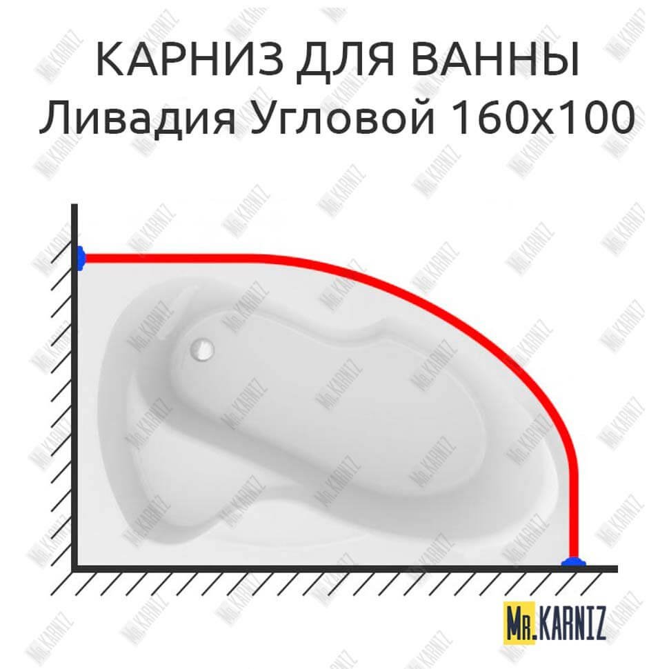 Карниз для ванны Mirsant Ливадия Угловой 160х100 Усиленный 20 мм MrKARNIZ Карниз для ванны Mirsant Ливадия Угловой 160х100 Усиленный 20 мм MrKARNIZ