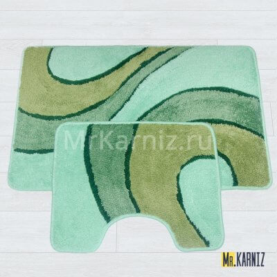 Комплект ковриков для ванной и туалета Линия зеленый
