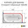 Карниз для ванной Угловой Г образный 160х90 Усиленный 25 мм фото 2
