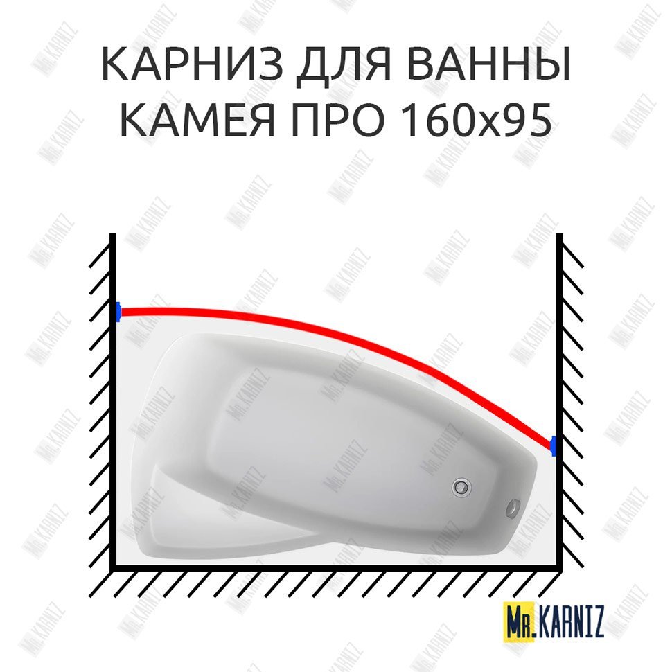 Карниз для ванны Bas Камея Про Передний борт 160х95 Усиленный 20 мм MrKARNIZ Карниз для ванны Bas Камея Про Передний борт 160х95 Усиленный 20 мм MrKARNIZ