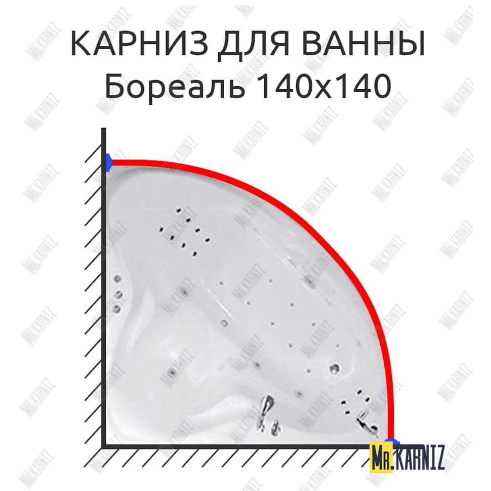 Карниз для ванны Цвет и стиль Бореаль 140х140 Усиленный 20 мм MrKARNIZ