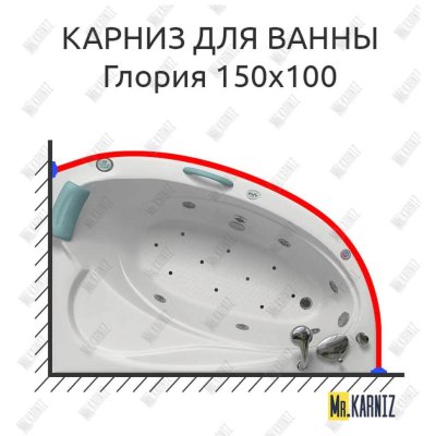 Карниз для ванны Bellrado Глория 150х100 Усиленный 20 мм MrKARNIZ