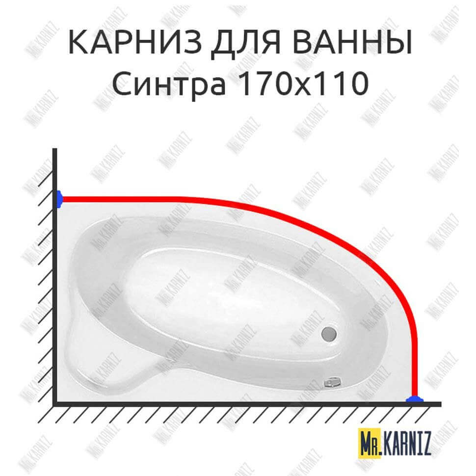 Карниз для ванны Santek Синтра 170х110 Усиленный 25 мм MrKARNIZ