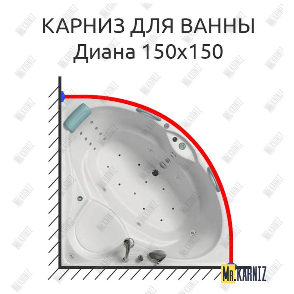 Карниз для ванны Bellrado Диана 150х150 Усиленный 20 мм MrKARNIZ Карниз для ванны Bellrado Диана 150х150 Усиленный 20 мм MrKARNIZ