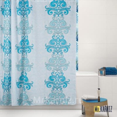 Штора для ванной DAMASK голубая