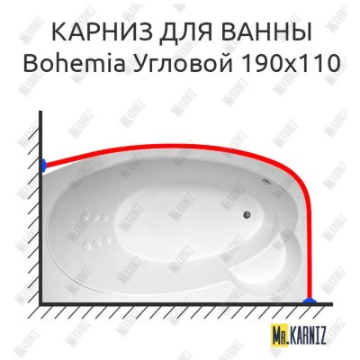 Карниз для ванны GNT BOHEMIA Угловой 190х110 Усиленный 20 мм MrKARNIZ