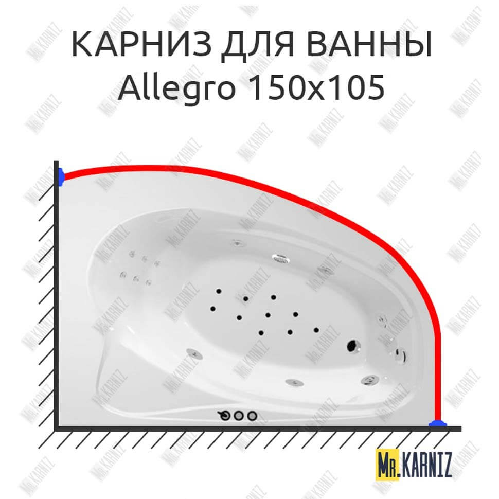 Карниз для ванны Polla Allegro 150х105 Усиленный 25 мм MrKARNIZ