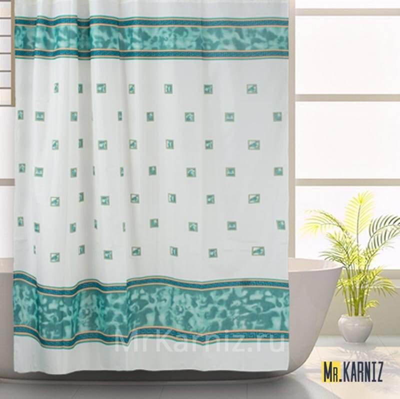 Штора для ванной Rome зеленая