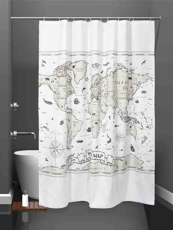 Штора для ванной 200х200 Nautical World Map II