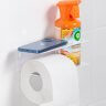 Держатель для туалетной бумаги и освежителя с полочкой настенный металлический Белый 19x8x6 фото 1